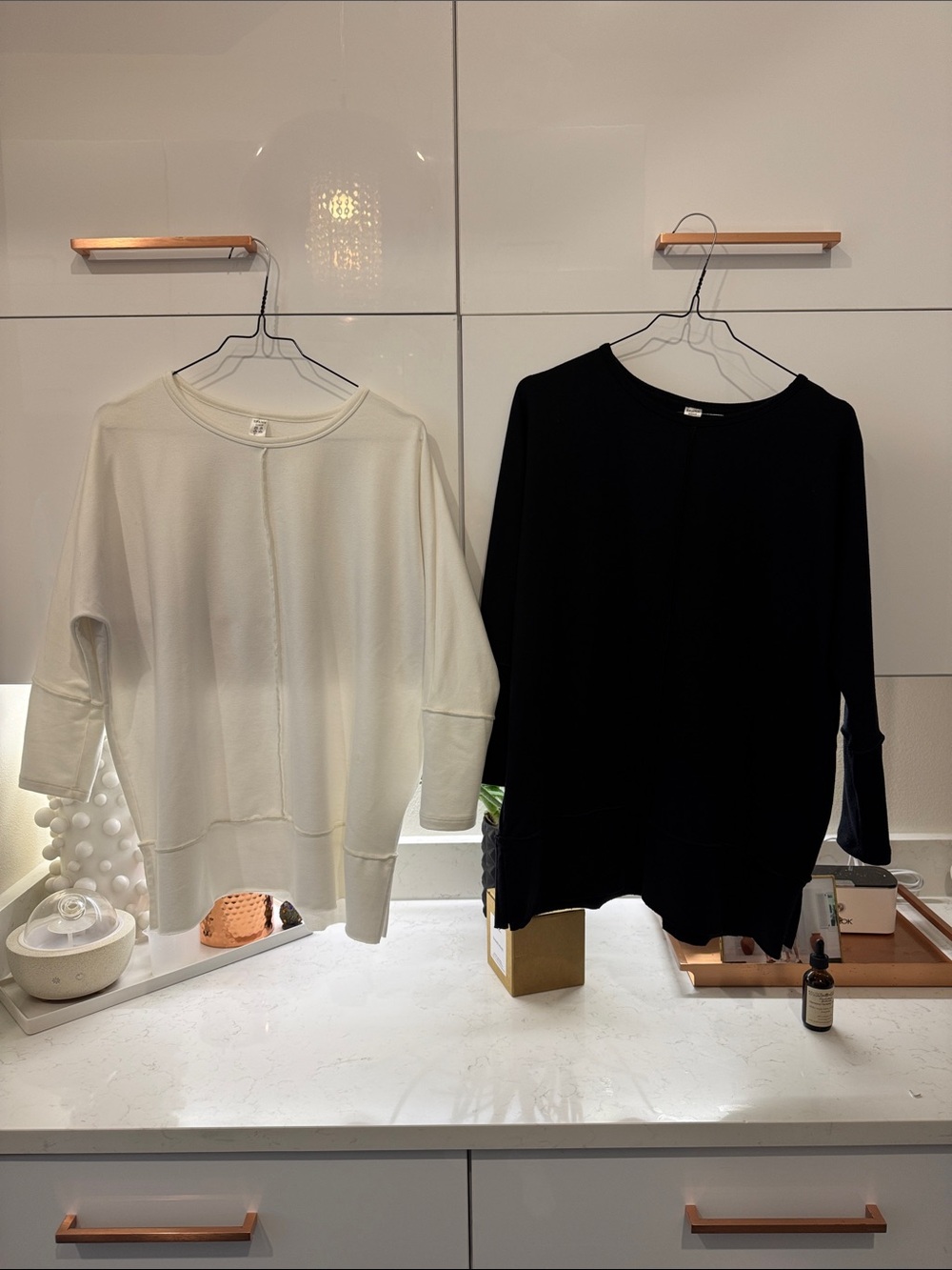 SPANX Black and white Crewneck Tops- worn once
